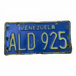 Vintage Blue Venezuela Steel License Plate ALD 925 South America